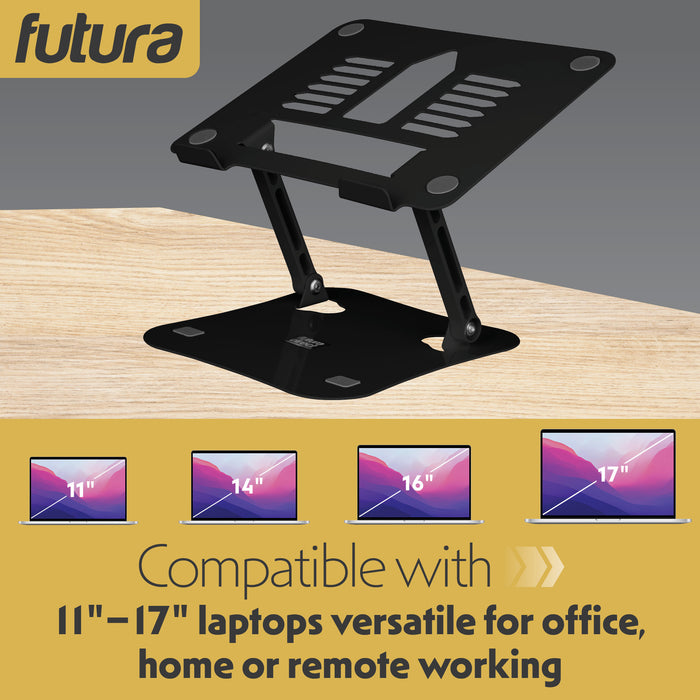 Futura Futura Adjustable Laptop Computer Stand | Foldable Notebook Riser - Black