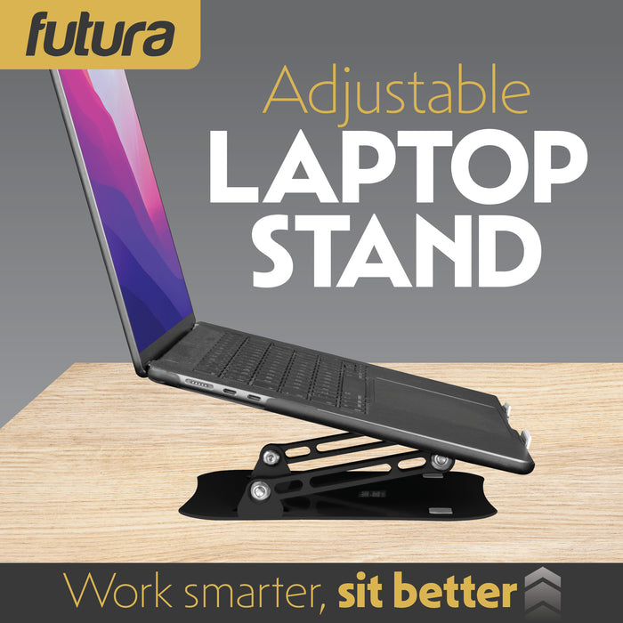 Futura Futura Adjustable Laptop Computer Stand | Foldable Notebook Riser - Black