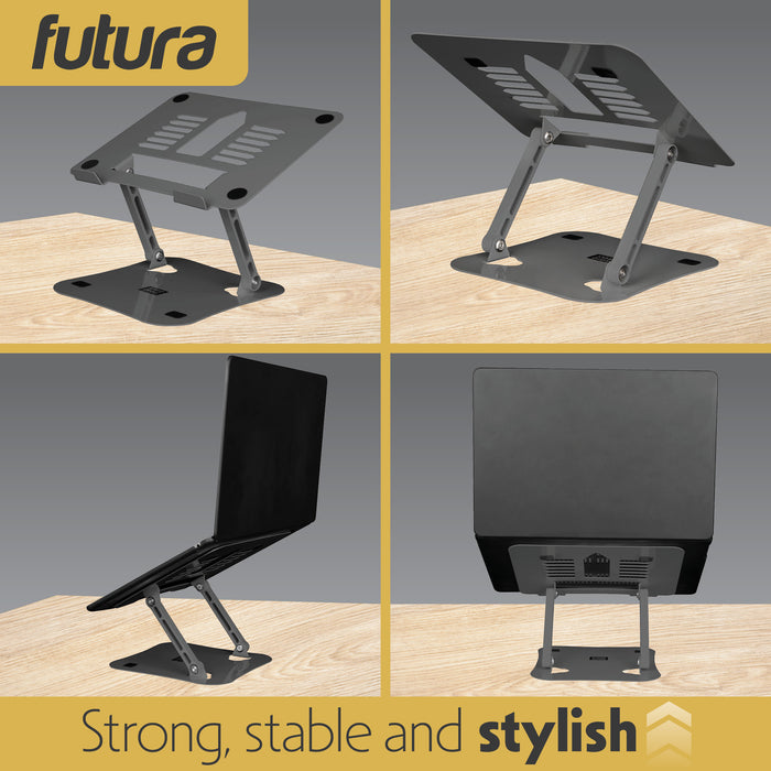 Futura Futura Adjustable Laptop Computer Stand | Foldable Notebook Riser - Grey