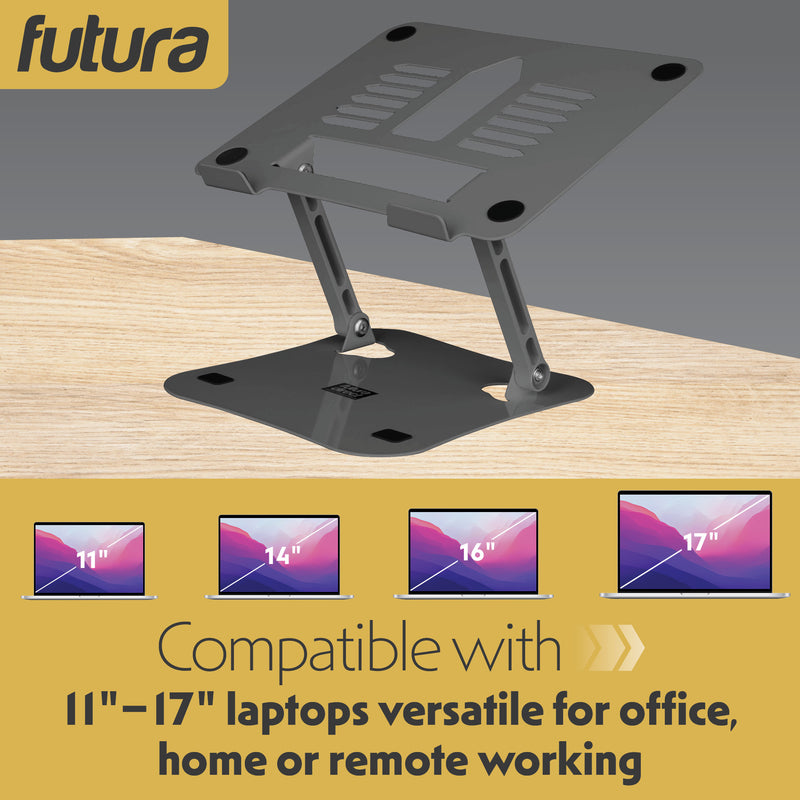 Futura Futura Adjustable Laptop Computer Stand | Foldable Notebook Riser - Grey