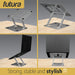Futura Futura Adjustable Laptop Computer Stand | Foldable Notebook Riser - Silver