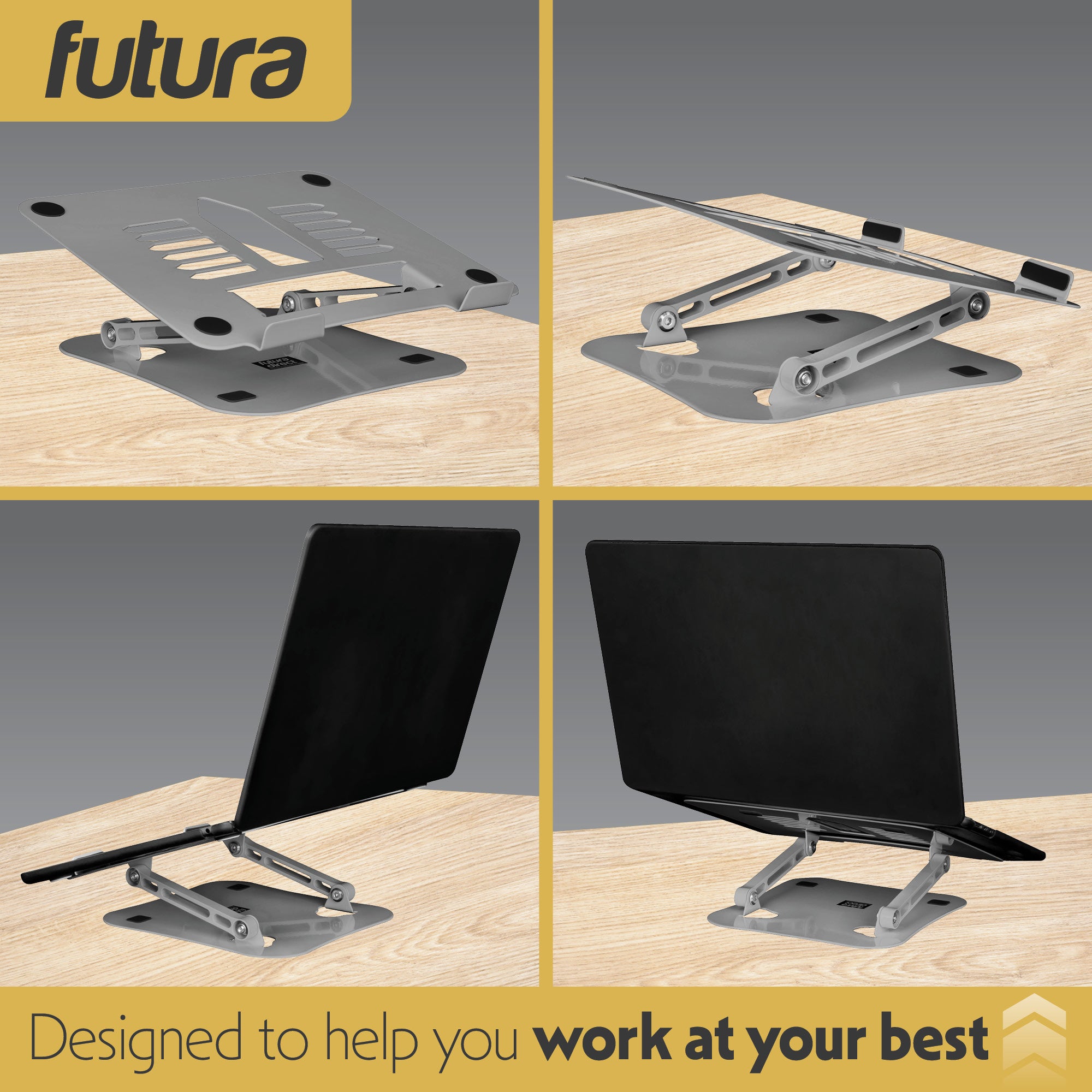 Futura Adjustable Laptop Stand | Foldable Computer Notebook Riser - Si ...