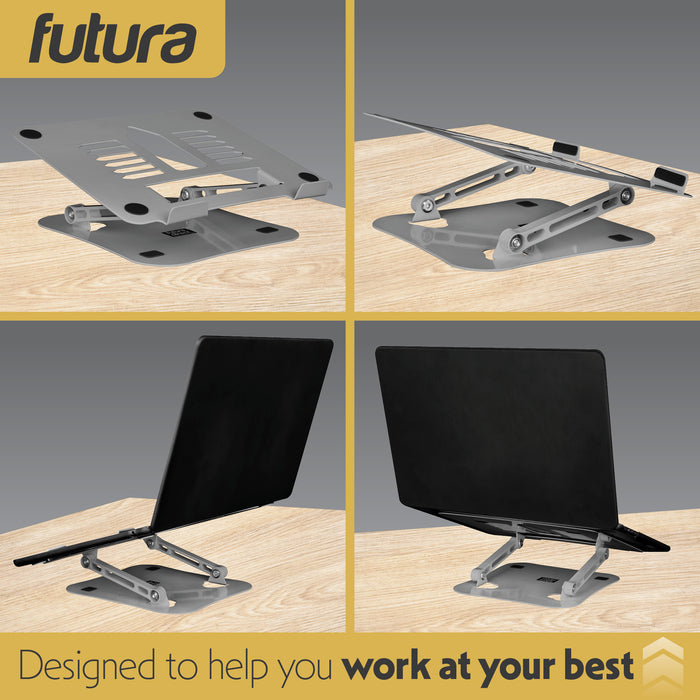 Futura Futura Adjustable Laptop Computer Stand | Foldable Notebook Riser - Silver