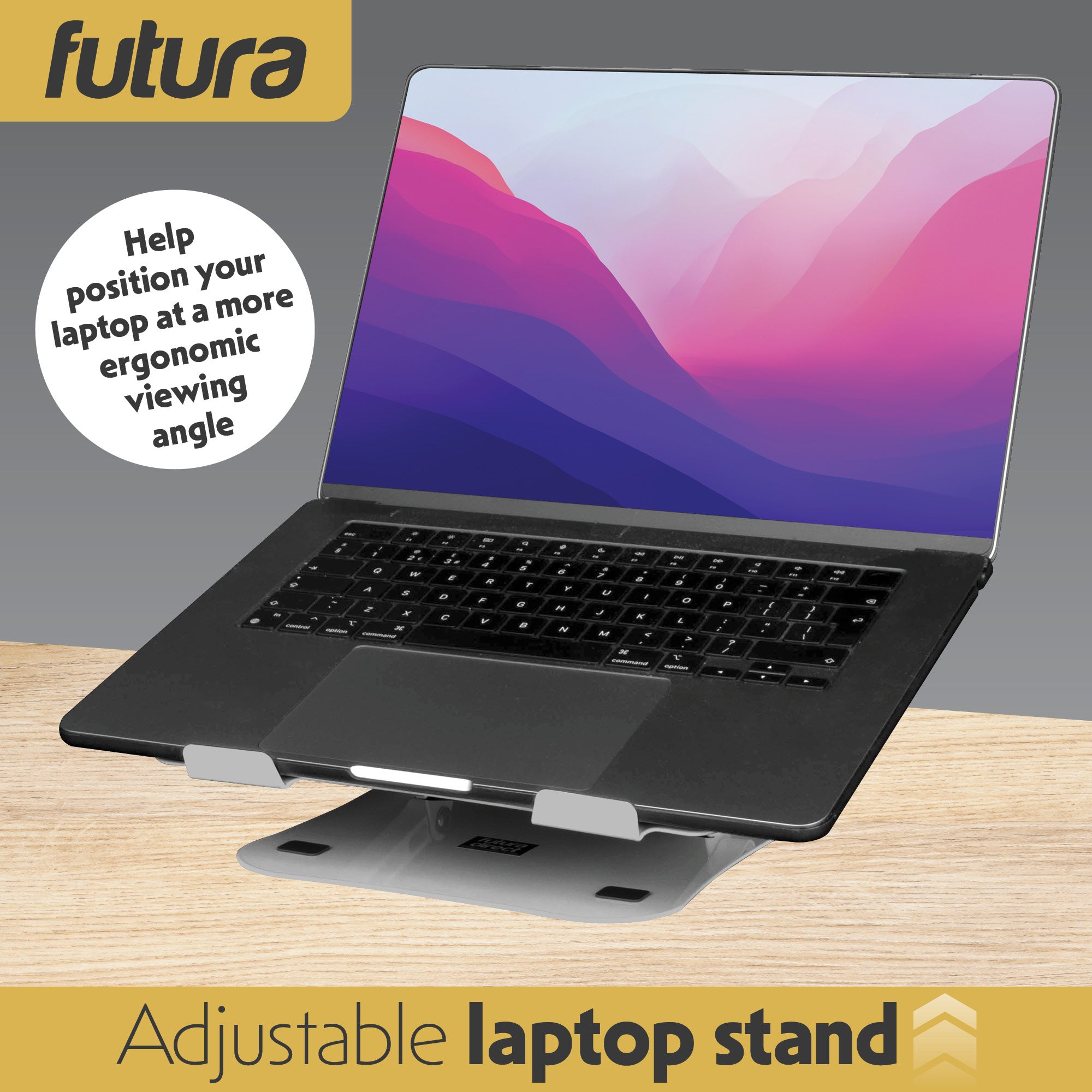 Futura Adjustable Laptop Stand | Foldable Computer Notebook Riser - Si ...