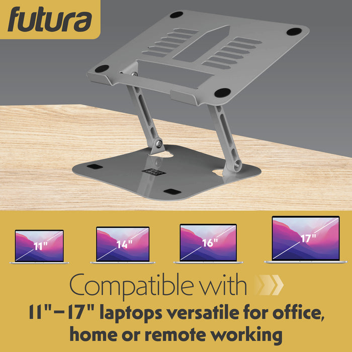Futura Futura Adjustable Laptop Computer Stand | Foldable Notebook Riser - Silver