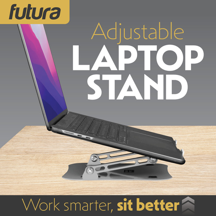 Futura Futura Adjustable Laptop Computer Stand | Foldable Notebook Riser - Silver