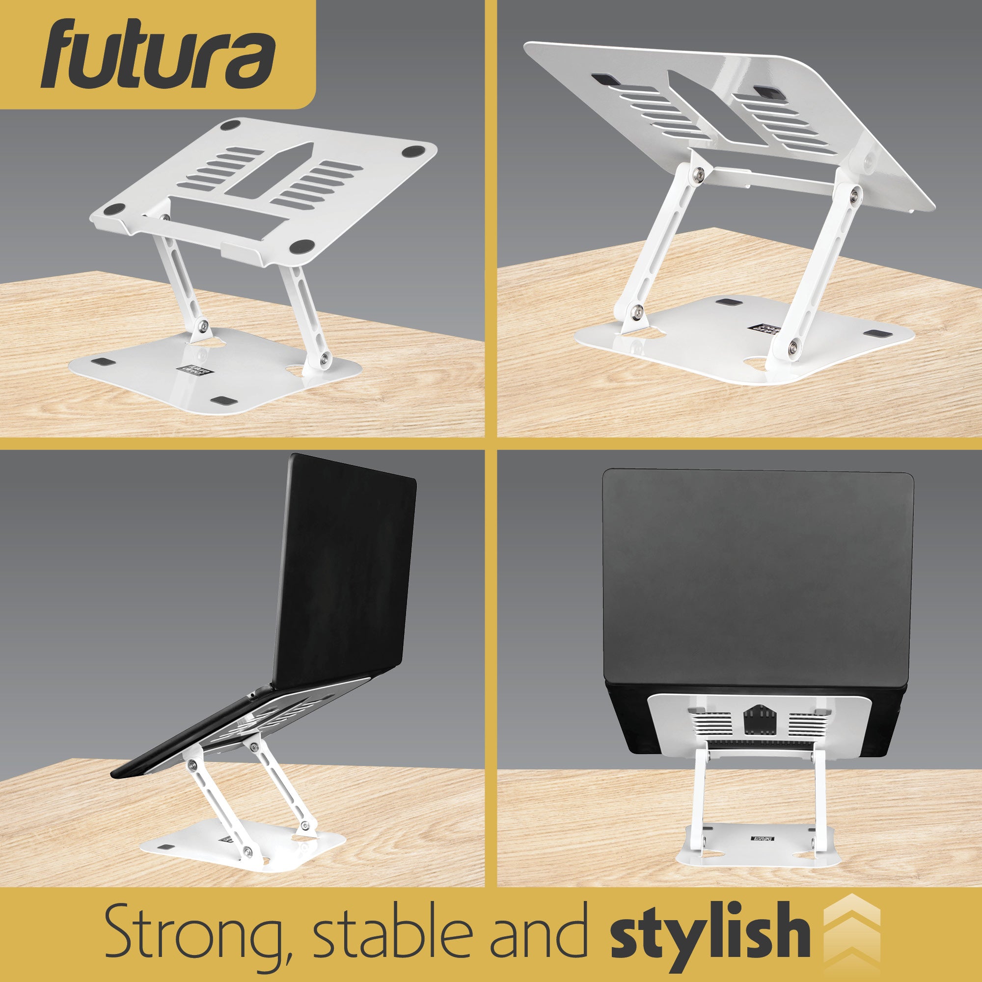 Futura Adjustable Laptop Stand | Foldable Computer Notebook Riser - Wh ...