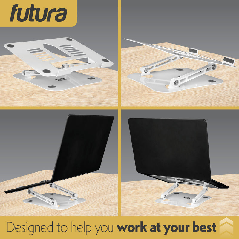 Futura Futura Adjustable Laptop Computer Stand | Foldable Notebook Riser - White