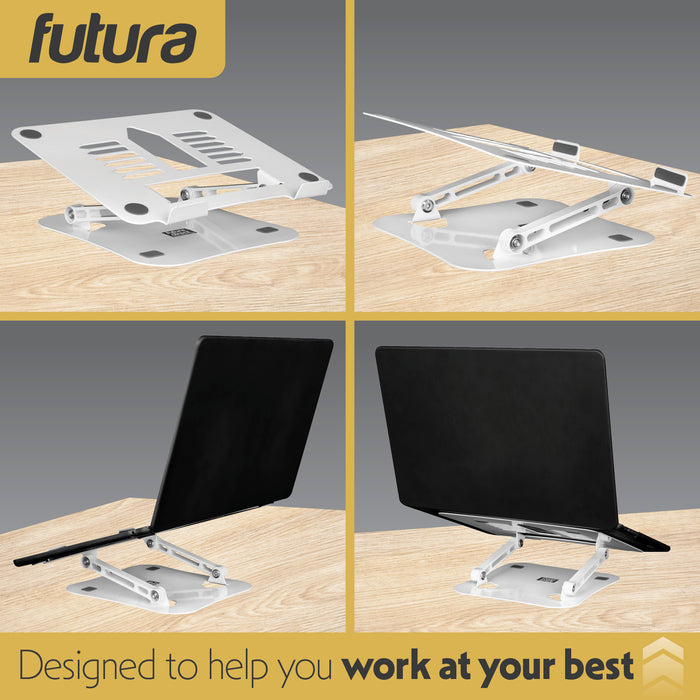 Futura Futura Adjustable Laptop Computer Stand | Foldable Notebook Riser - White