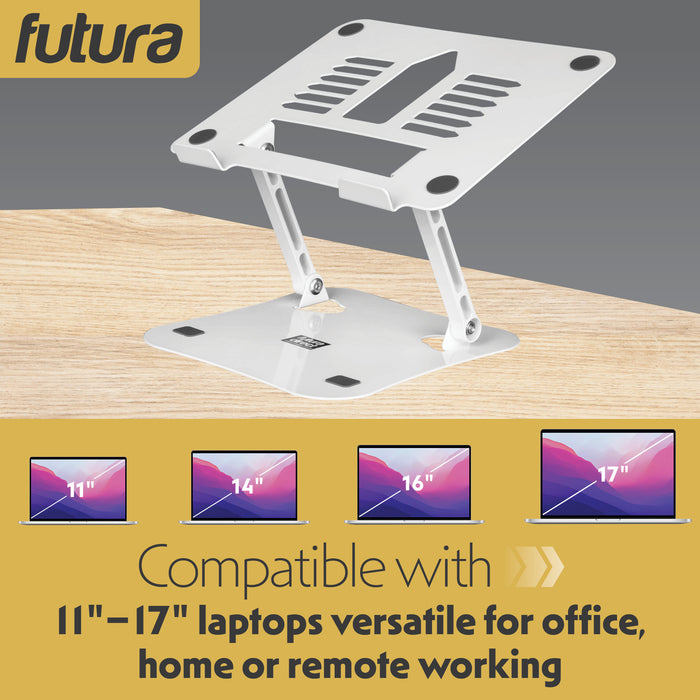 Futura Futura Adjustable Laptop Computer Stand | Foldable Notebook Riser - White