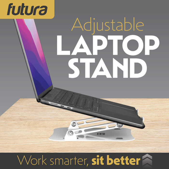 Futura Futura Adjustable Laptop Computer Stand | Foldable Notebook Riser - White