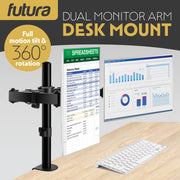 Futura Futura Dual Monitor Stand 13–27” | Adjustable Computer 2 Desk Screens