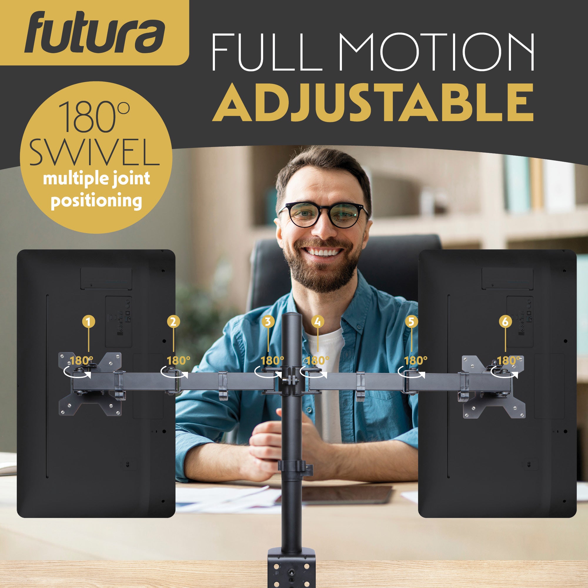 Futura Dual Monitor Stand 13–27” | Adjustable Computer 2 Desk Screens ...