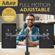 Futura Futura Dual Monitor Stand 13–27” | Adjustable Computer 2 Desk Screens