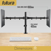 Futura Futura Dual Monitor Stand 13–27” | Adjustable Computer 2 Desk Screens