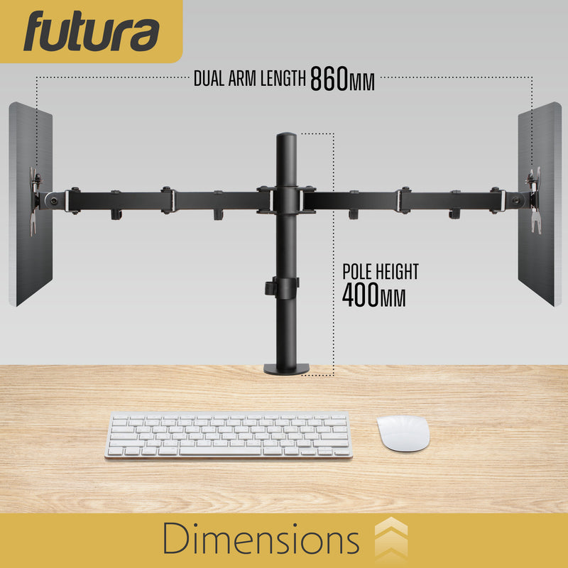 Futura Futura Dual Monitor Stand 13–27” | Adjustable Computer 2 Desk Screens