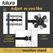 Futura Futura Dual Monitor Stand 13–27” | Adjustable Computer 2 Desk Screens