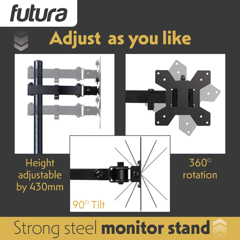 Futura Futura Dual Monitor Stand 13–27” | Adjustable Computer 2 Desk Screens