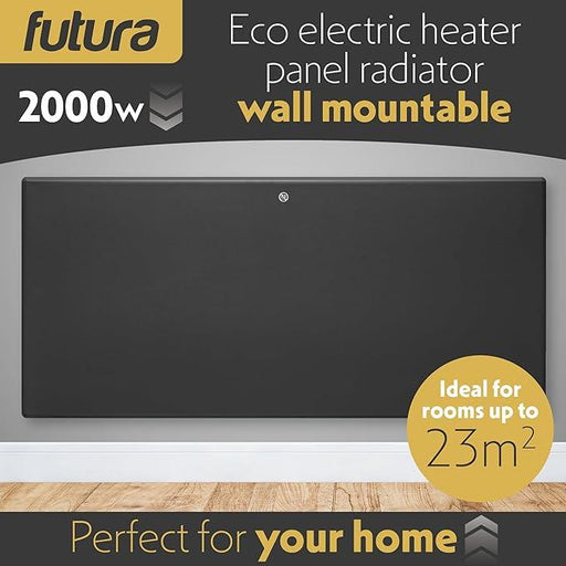 Futura Direct Futura Eco Electric Panel Heater 2000W Setback Timer & Advanced Thermostat Control Grey