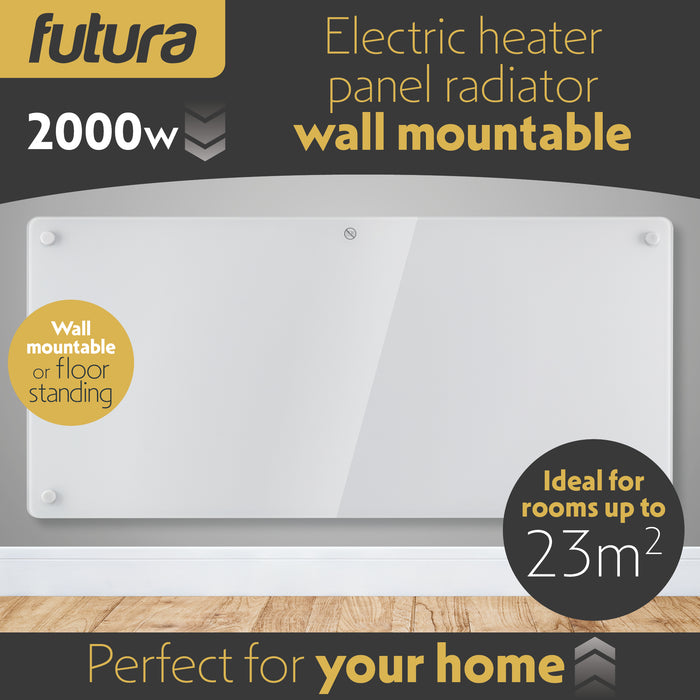Futura Direct Futura Electric Glass Panel Heater 2000W White
