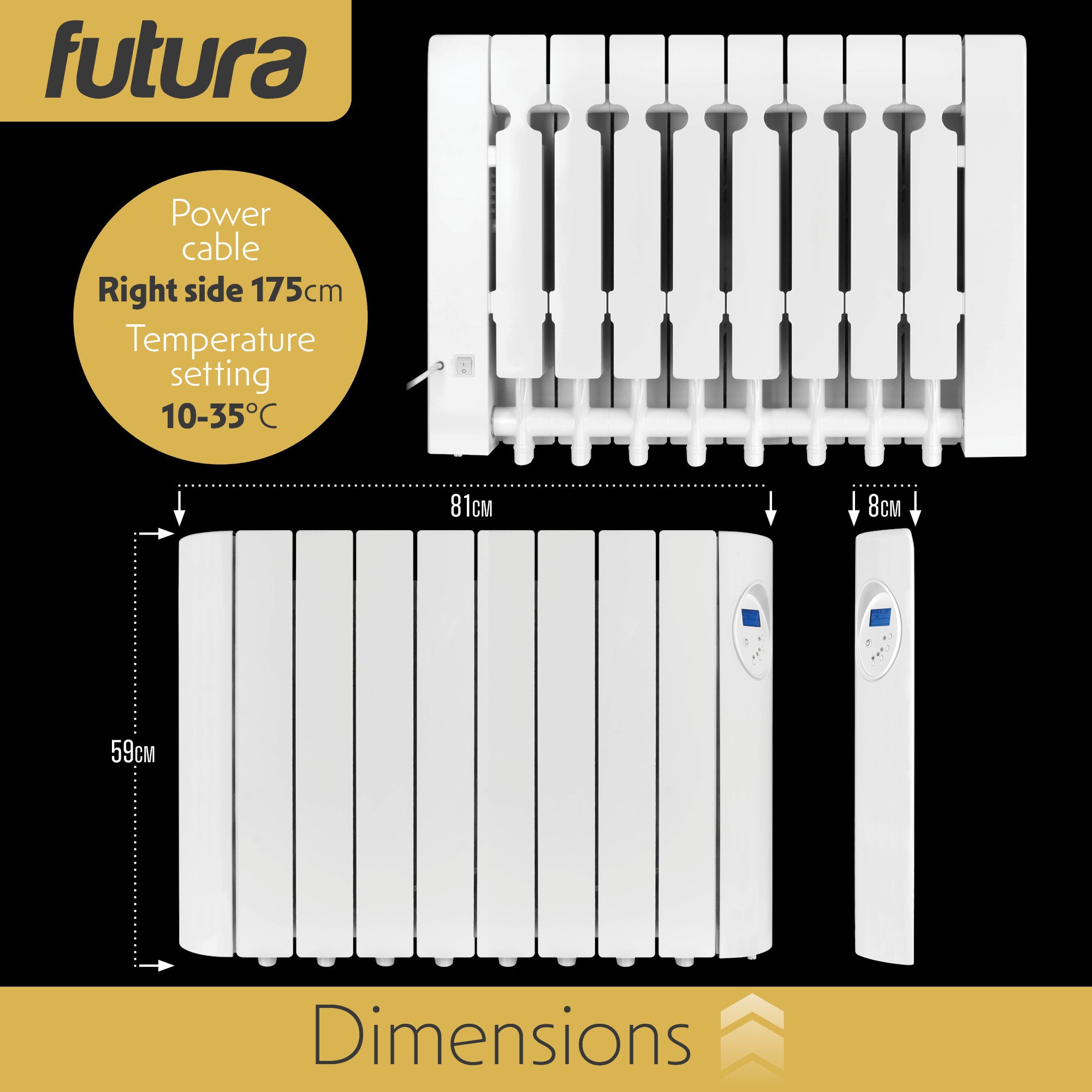 Futura Electric Oil Radiator Heater | 1500W Wall Mounted Space Heater ...