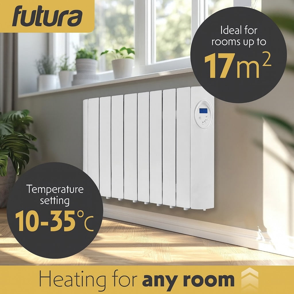 Futura Electric Oil Radiator Heater | 1500W Wall Mounted Space Heater ...