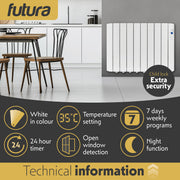 Futura Futura Electric Oil Radiator Heater | 1500W Wall Mounted Space Heater
