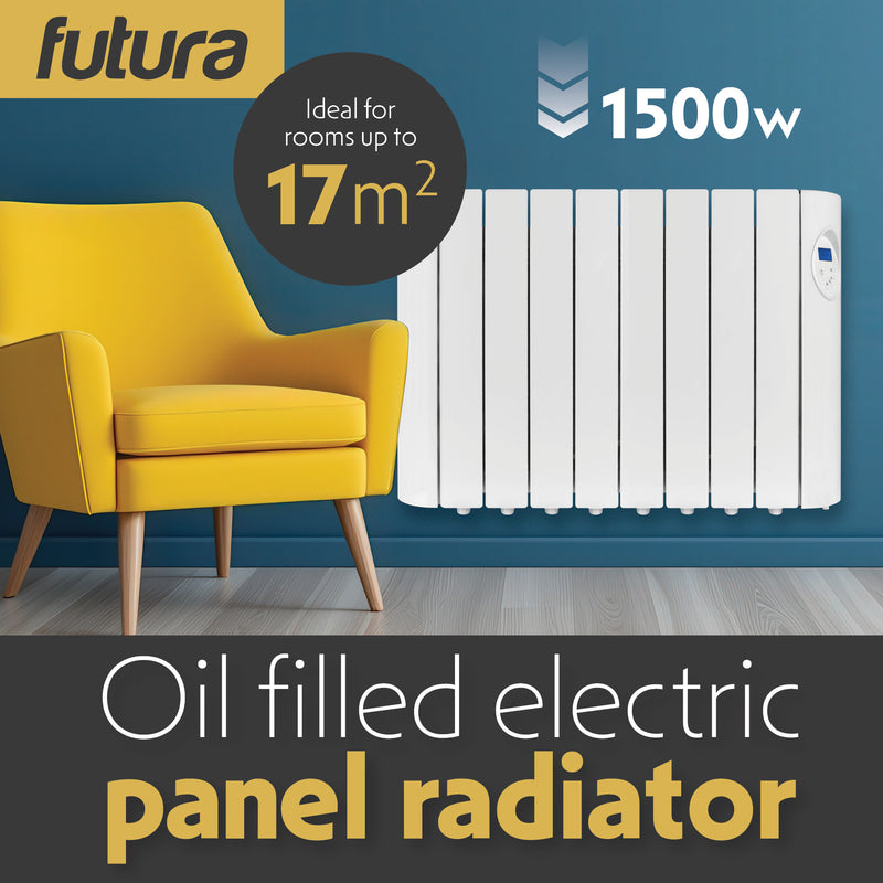Futura Futura Electric Oil Radiator Heater | 1500W Wall Mounted Space Heater