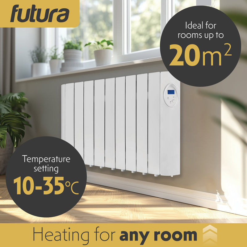 Futura Futura Electric Oil Radiator Heater | 1800W Wall Mounted Space Heater
