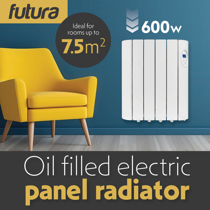 Futura Futura Electric Oil Radiator Heater | 600W Wall Mounted Space Heater