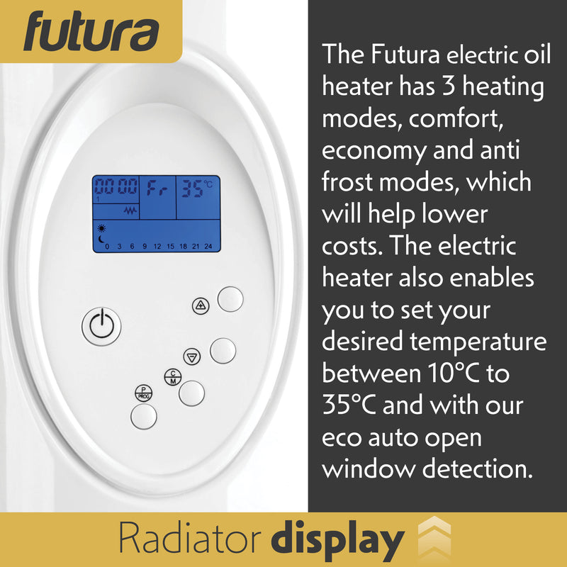 Futura Futura Electric Oil Radiator Heater | 900W Wall Mounted Space Heater