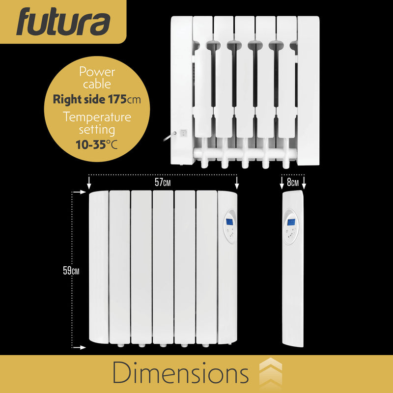 Futura Futura Electric Oil Radiator Heater | 900W Wall Mounted Space Heater