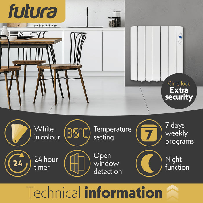Futura Futura Electric Oil Radiator Heater | 900W Wall Mounted Space Heater