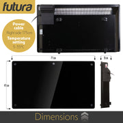 Futura Futura Electric Wall Panel Heater 1500W | Bathroom Safe Black Glass