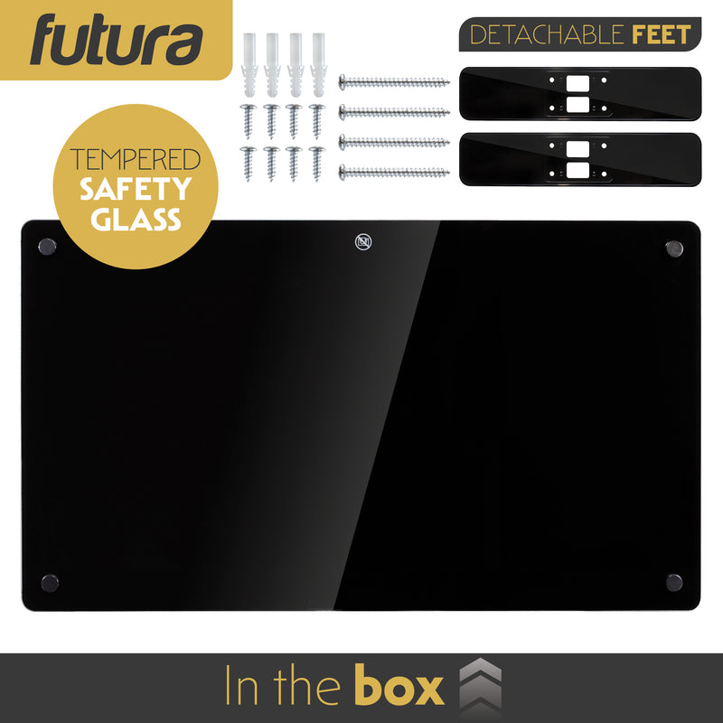 Futura Futura Electric Wall Panel Heater 1500W | Bathroom Safe Black Glass