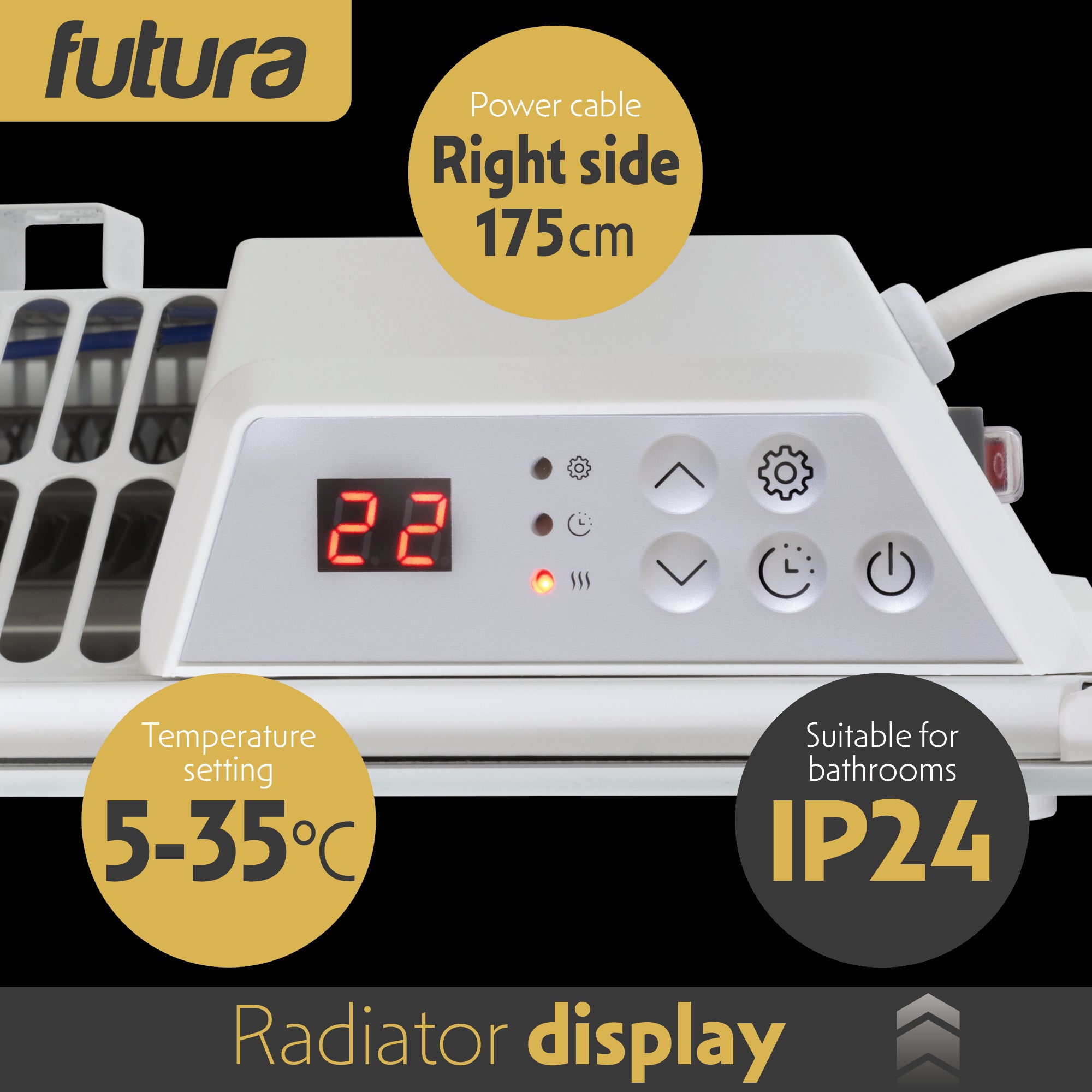 Futura Electric Wall Panel Heater 1500W | Bathroom Safe White Glass ...