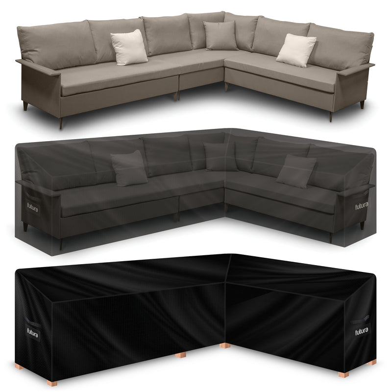 Futura Direct Futura Garden Furniture Cover Weatherproof 260 x 210 x 87 x 80cm V Shaped Heavy Duty Rip Resistant Oxford Fabric