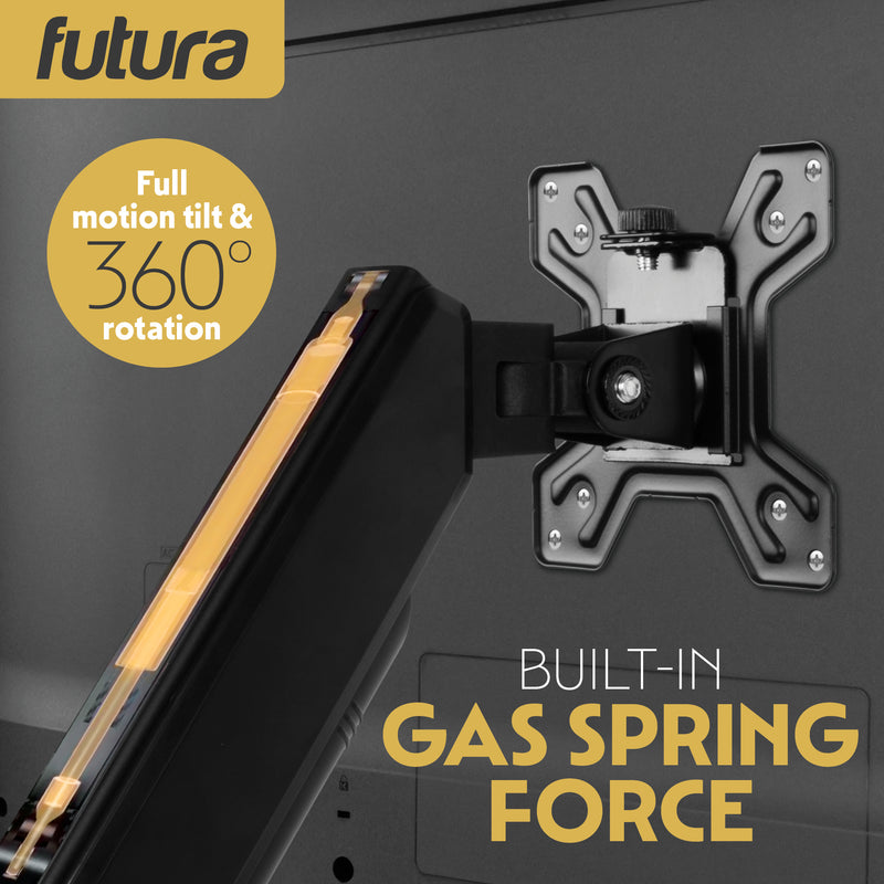 Futura Futura Gas Dual Monitor Stand | 13–32” Computer Desk Screens Monitor Arm