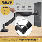 Futura Futura Gas Dual Monitor Stand | 13–32” Computer Desk Screens Monitor Arm