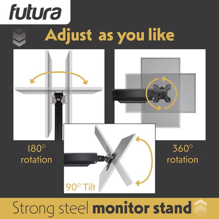 Futura Futura Gas Dual Monitor Stand | 13–32” Computer Desk Screens Monitor Arm