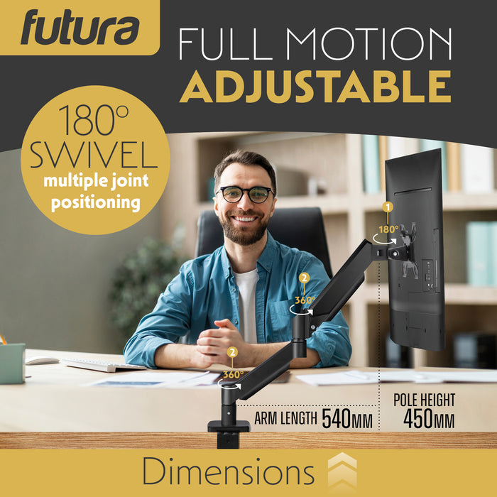 Futura Futura Gas Monitor Stand | 13–32” Computer Desk Screen Single Monitor Arm