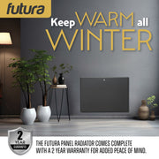 Futura Futura Grey 1000W Electric Panel Heater | Wall & Floor Installation