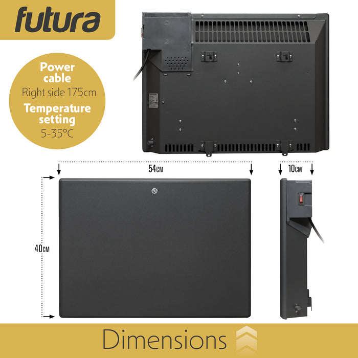 Futura Futura Grey 1000W Electric Panel Heater | Wall & Floor Installation