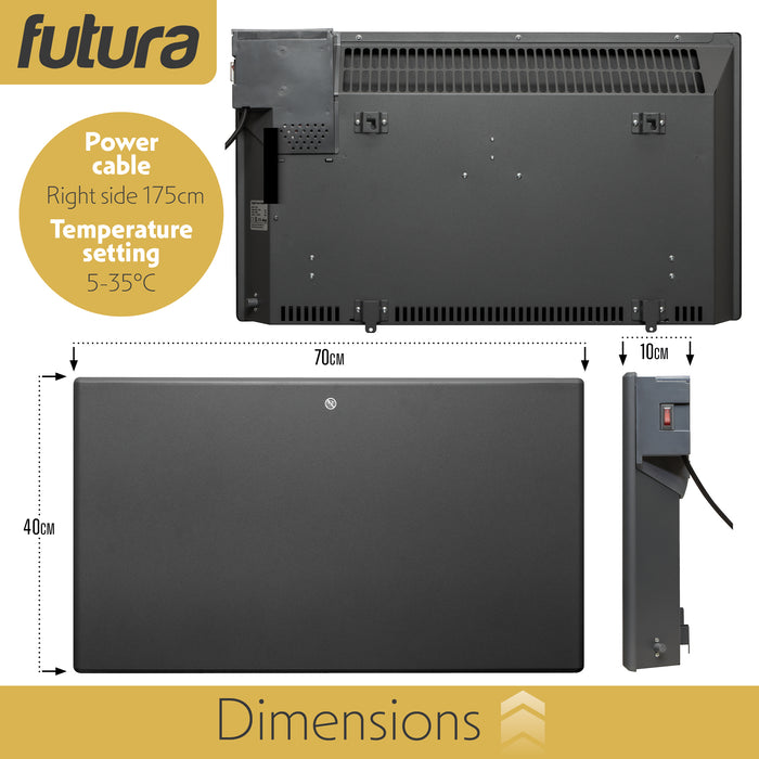 Futura Futura Grey 1500W Electric Panel Heater | Wall & Floor Installation