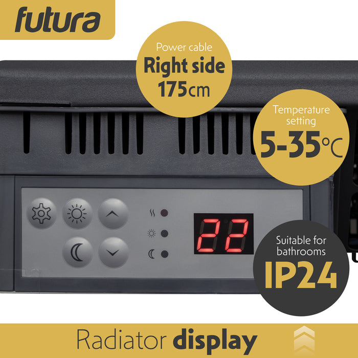 Futura Futura Grey 2000W Electric Panel Heater | Wall & Floor Installation