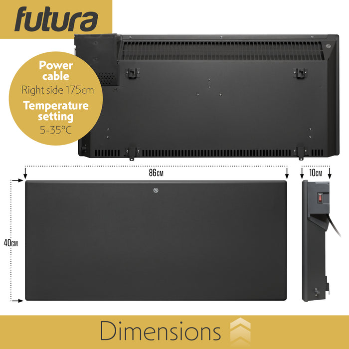 Futura Futura Grey 2000W Electric Panel Heater | Wall & Floor Installation
