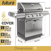 Futura Futura Large BBQ Cover | Waterproof Heavy Duty Barbecue Cover 132cm