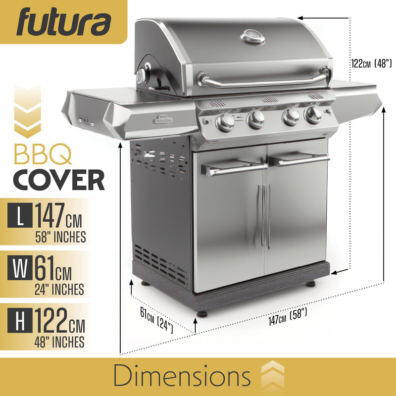 Futura Futura Large BBQ Cover | Waterproof Heavy Duty Barbecue Cover 147cm