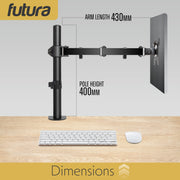 Futura Futura Monitor Stand | Adjustable Computer Desk Screen Single Monitor Arm