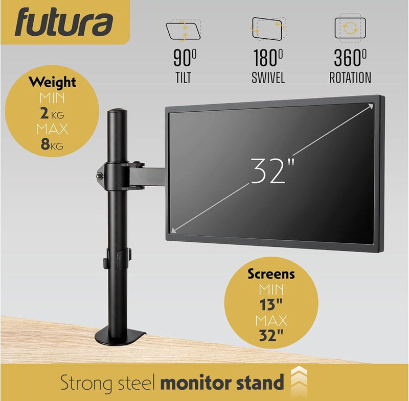 Futura Futura Monitor Stand | Adjustable Computer Desk Screen Single Monitor Arm